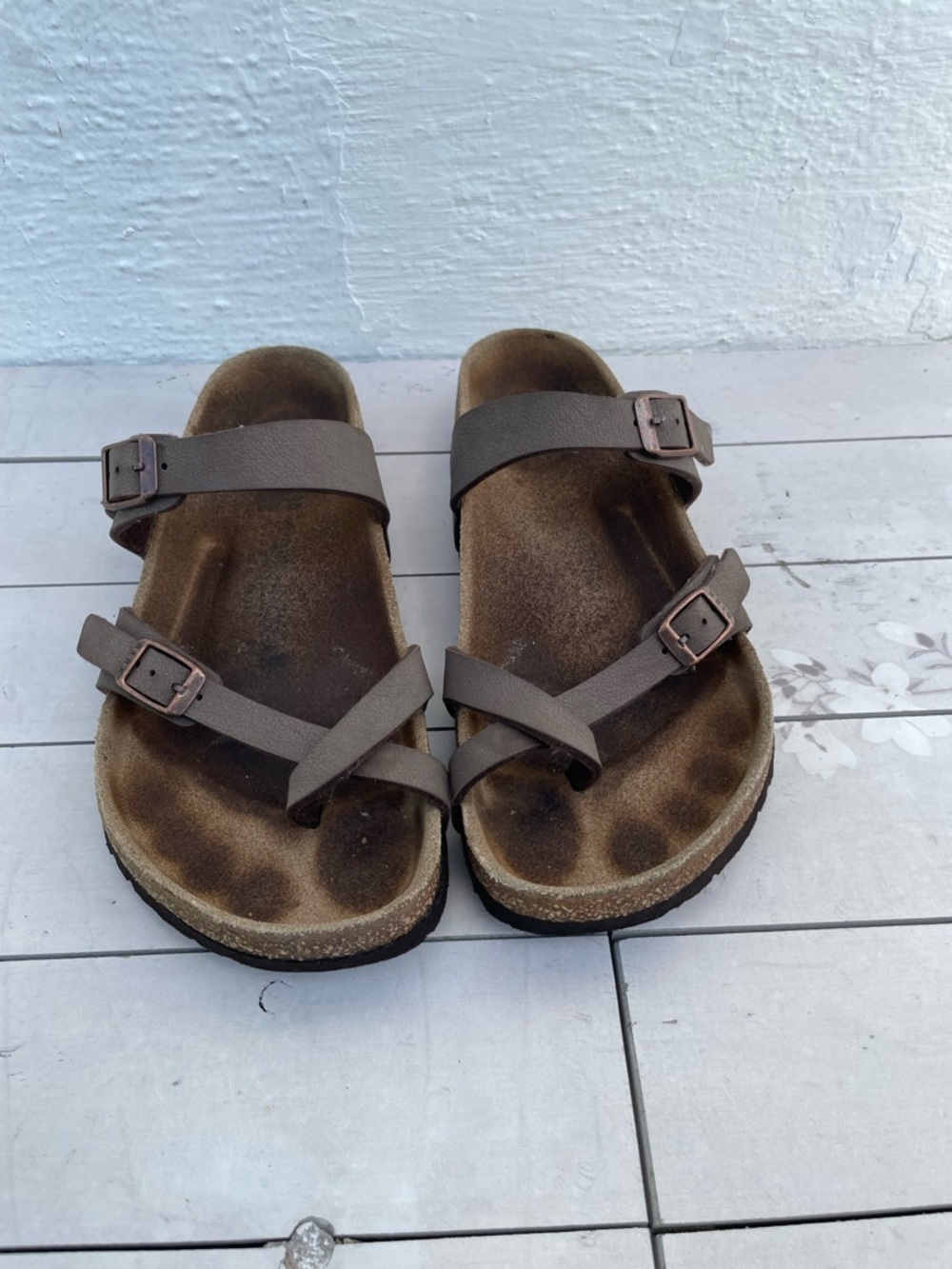 Birkenstock Brown Taupe Strappy Sandals